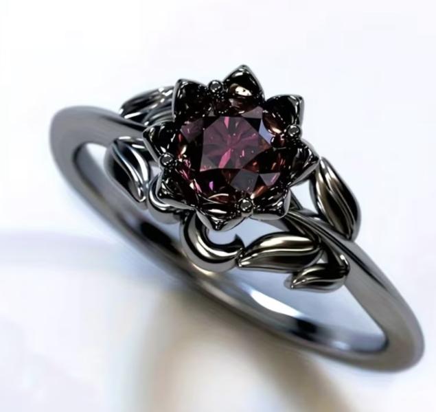 1pc Red Synthetic Zirconia Floral Ring