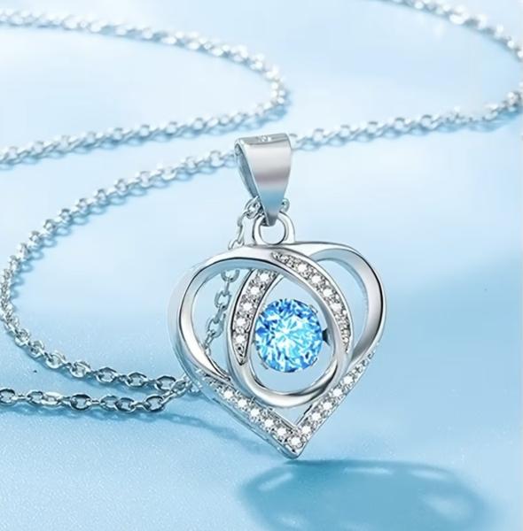 1pc Heart Pendant Necklace ~ Blue