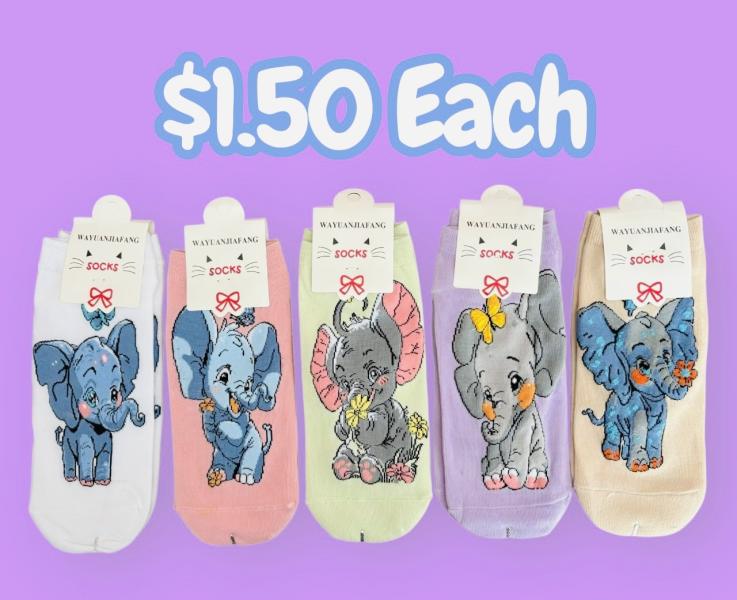 1 Pair Cute Elephant 🐘 Socks 