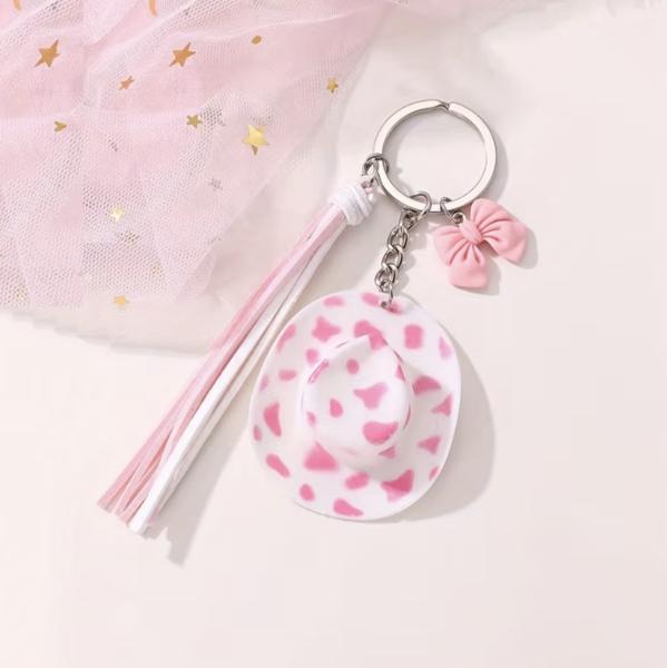 1pc Western Cowboy Keychain ~ Pink