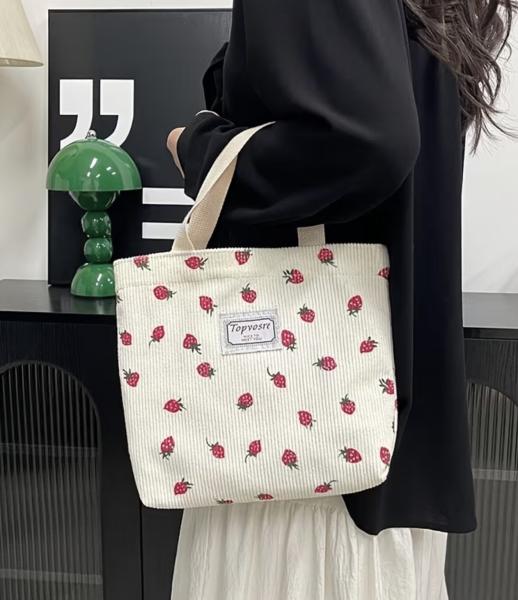 1pc Corduroy Strawberry 🍓 Bag