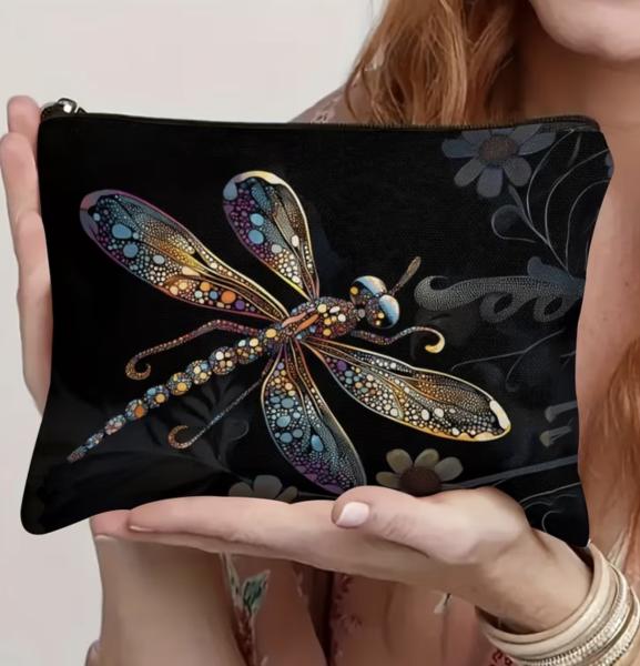 1pc Dragonfly Polyester Makeup Bag