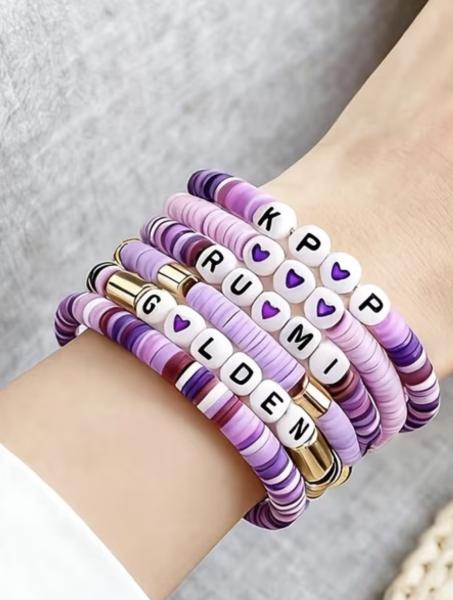 6pcs Korean Pop (K-Pop) Bracelet Set ~ Purple