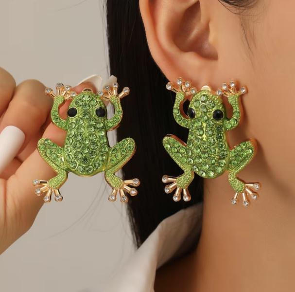 1 Pair Rhinestone Frog 🐸 Earrings 
