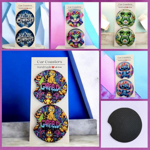 1 Set Vibrant Cosmic Themed Car Coasters 