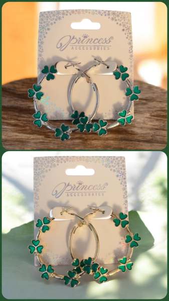 1 Pair Shamrock ☘️ Hoop Earrings 