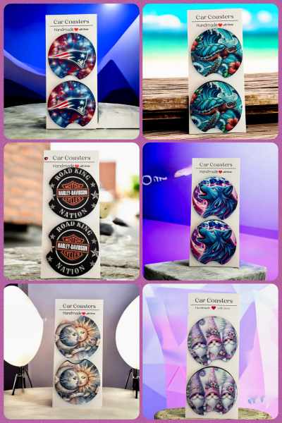 1 Set Vibrant Cosmic Themed Car Coasters 