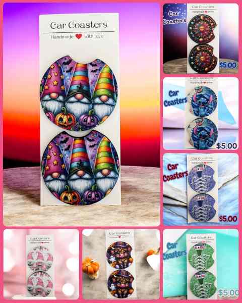 1 Set Vibrant Cosmic Themed Car Coasters 