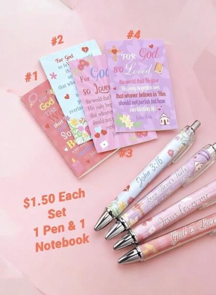 2pc Bible Scripture Pen & Notebook Set