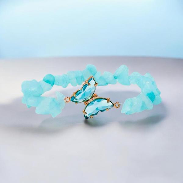 1pc Butterfly 🦋 Gemstone Bracelet ~ Light Blue