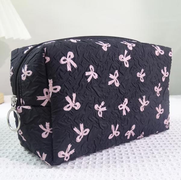 1pc Black Bow Tie Cosmetic Bag