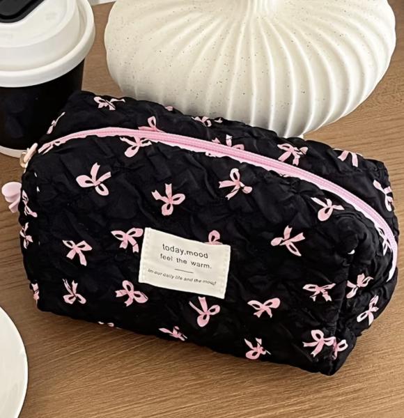 1pc Bow Tie Cosmetic Bag ~ Black