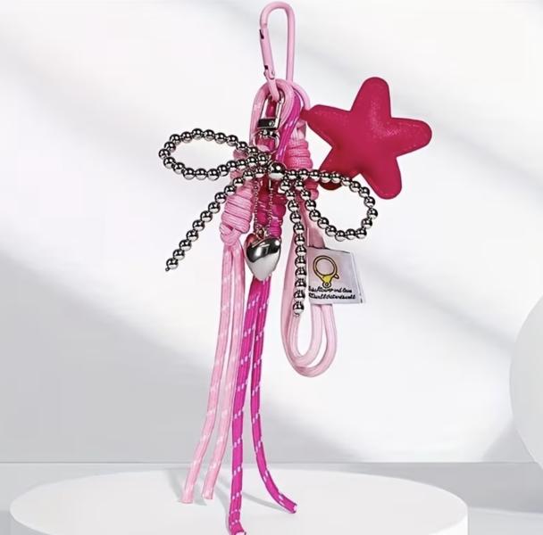 Trendy Bag Hanging Charm Bowknot Star Keychain 