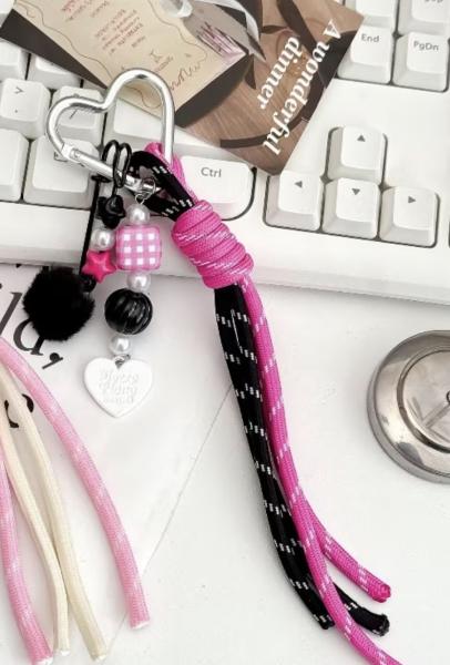 Cute Woven Keychain ~ Hot Pink