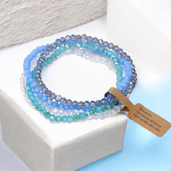 4pcs Colorful Glass Bracelet Set ~ Blue
