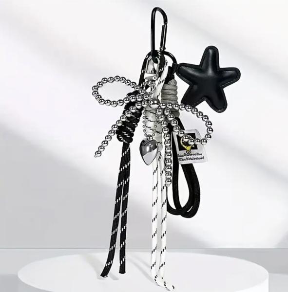 1pc Trendy Bowknot Bag Keychain ~ Black