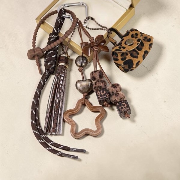 Faux Leather Handbag Coin Purse Keychain 