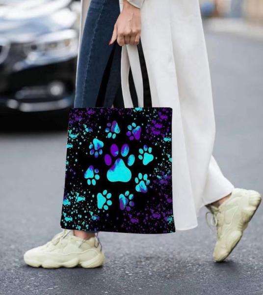 Neon Paw Print Tote Bag 🐾 