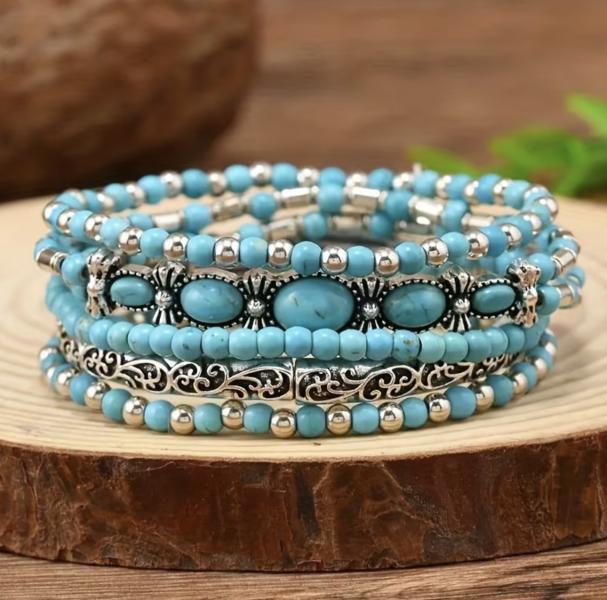 5pcs Bohemian Turquoise Bracelet Set