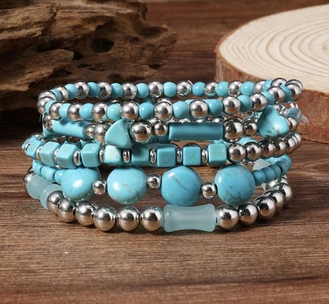 5pcs Fashion Turquoise Bracelet Set