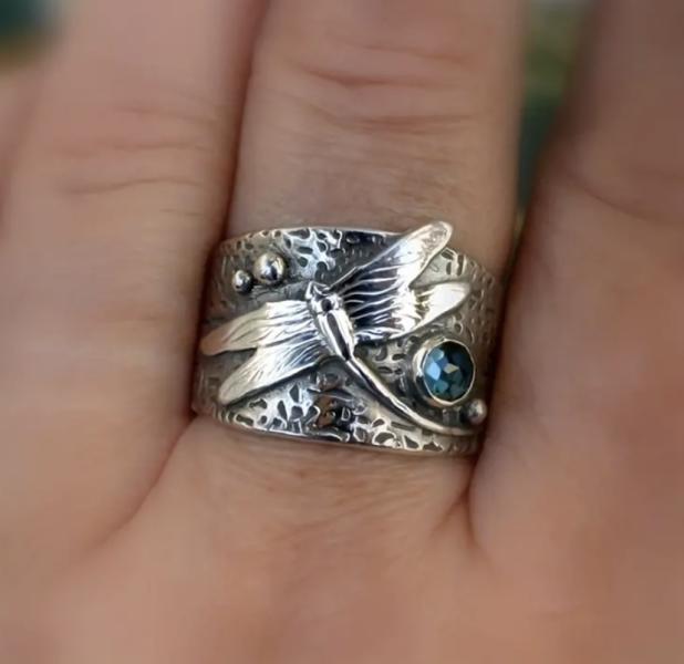 1pc Creative Dragonfly Pattern Ring Size 8