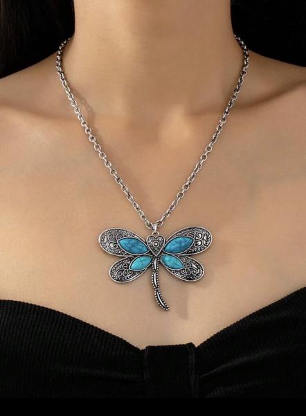 1pc Vintage Bohemian Style Dragonfly Necklace 