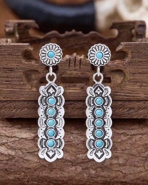 1 Pair Western Style Turquoise Earrings 