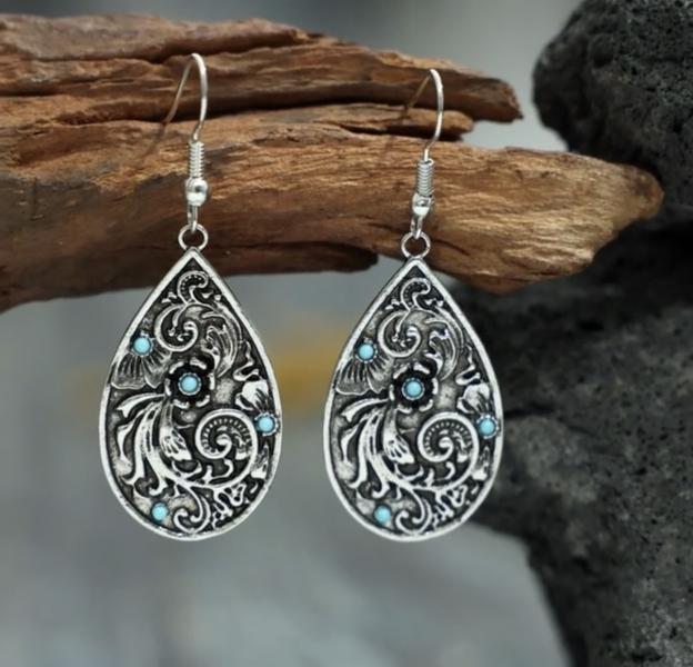 1 Pair Bohemian Western TearDrop Earrings 