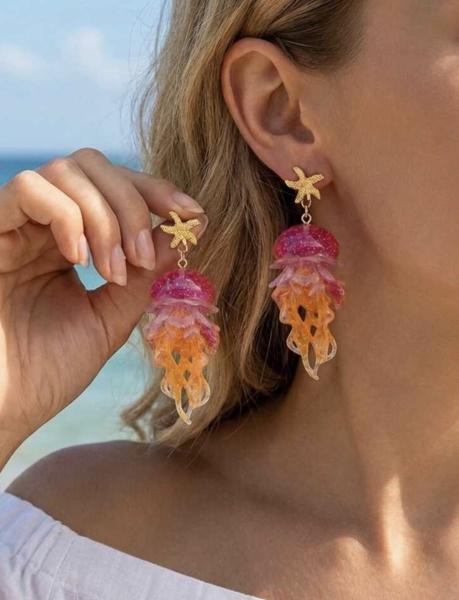 1 Pair Gradient Jellyfish Earrings 