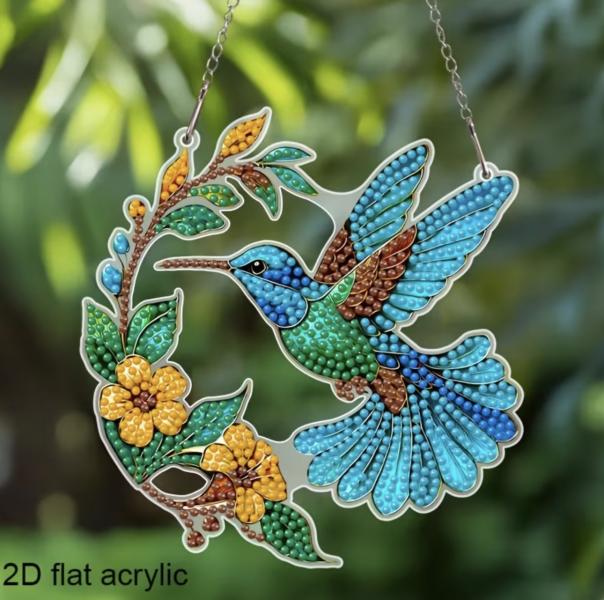 5D Diamond Art  Sun-catcher Kit ~  Hummingbird 