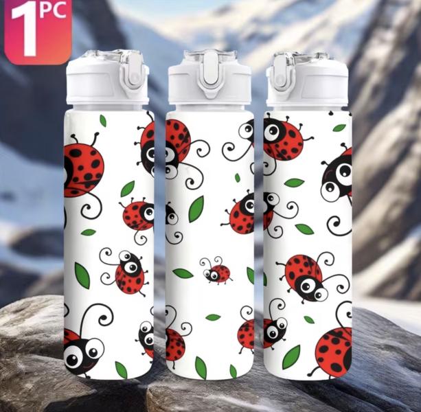 1pc Ladybug 🐞 Plastic Water Bottle 