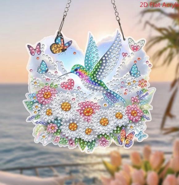 5D Diamond Art  Sun-catcher Kit ~ Hummingbird 