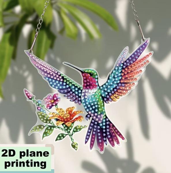 5D Diamond Art  Sun-catcher Kit ~  Hummingbird 
