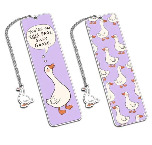  1pc Metal Goose 🪿 Purple Bookmark