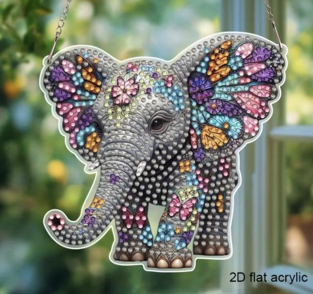 5D Diamond Art  Sun-catcher Kit ~ Elephant 🐘 