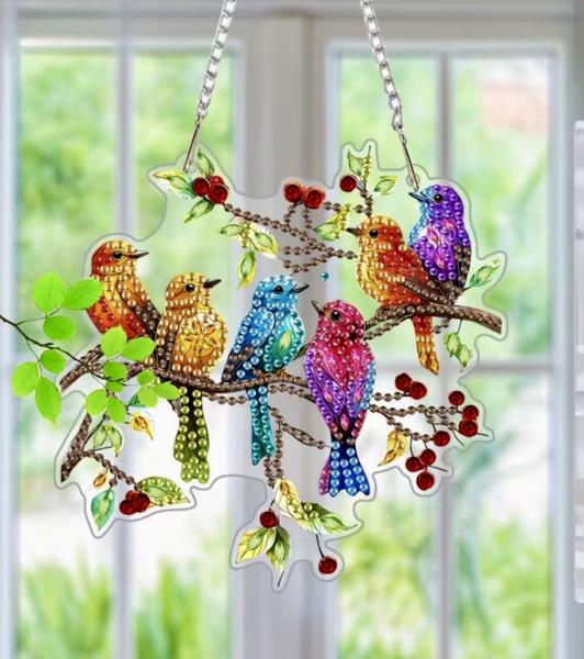 5D Diamond Art  Sun-catcher Kit ~ Partying Birds