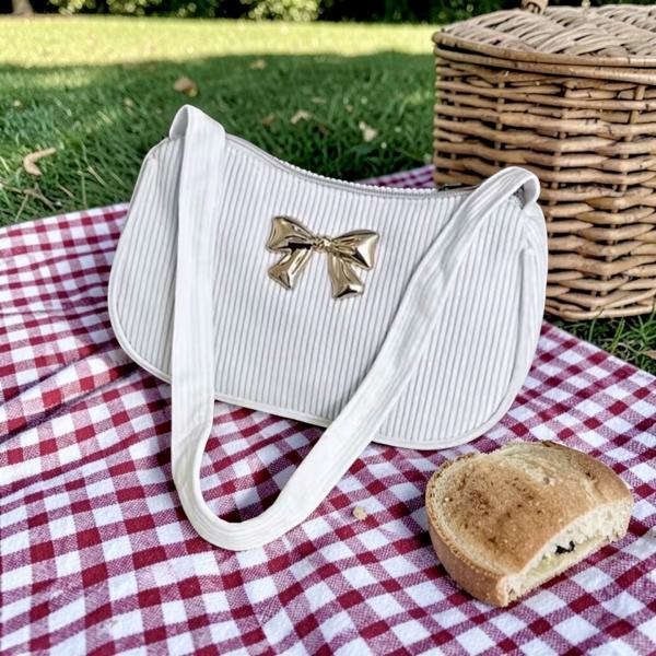  1pc Woman’s Corduroy Shoulder Bag ~ White 