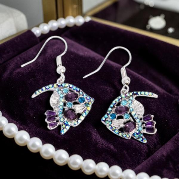 Paparazzi Earring ~ Fancy Free Fish - Purple