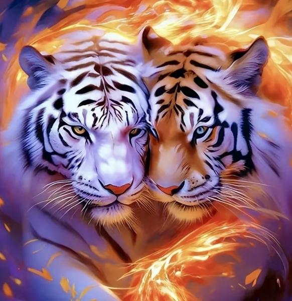 5D Diamond Art Painting Kit ~ Tigers