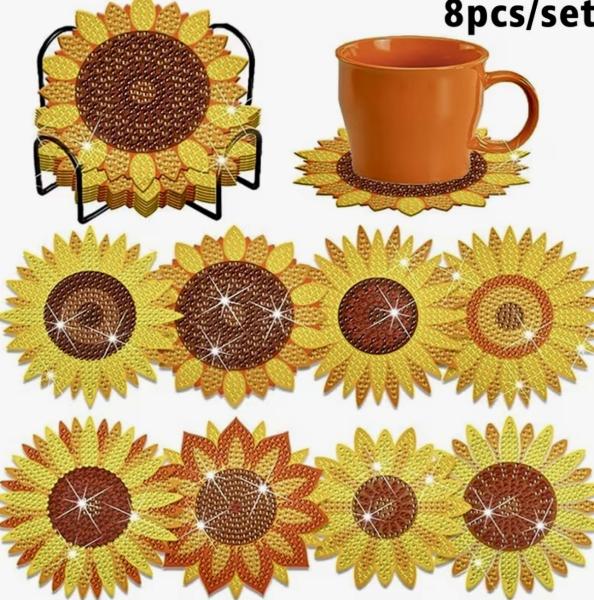 8pcs DIY Diamond Painting Coasters Set ~ Sunflower 🌻 