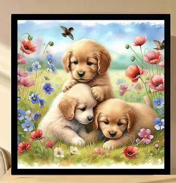 5D Diamond Art Painting Kit ~ Puppies