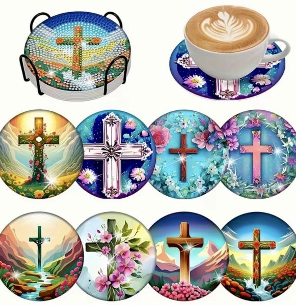 8pcs DIY Diamond Painting Coasters Set ~ Religious 