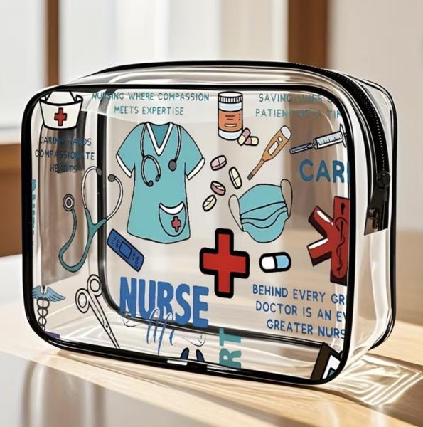 1pc Nurse Themed Transparency Toiletry Bag