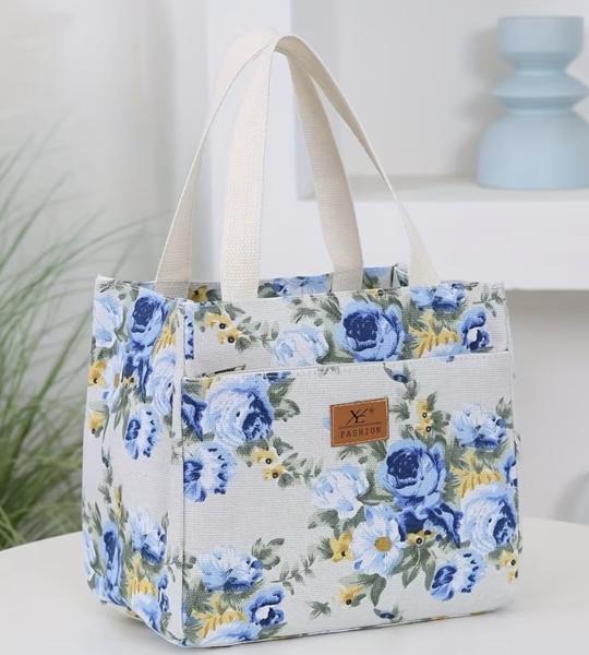 Women'S Handbag with Floral Print ~ Blue