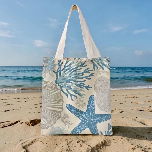1pc Blue Starfish Tote Bag 