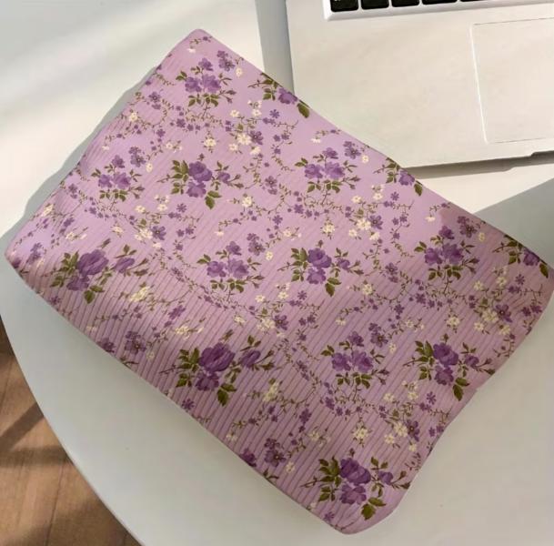 1pc Purple Floral Cosmetic Bag