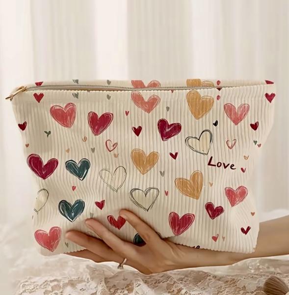 1pc Cute Colorful Heart Pattern Cosmetic Bag