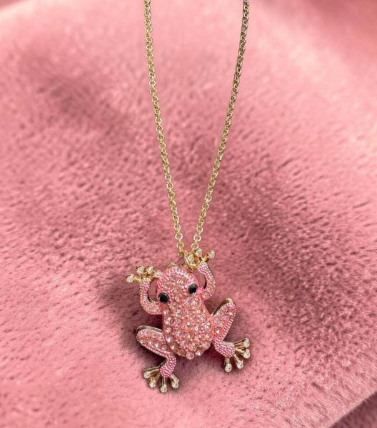 1pc Pink Rhinestone Frog Necklace 