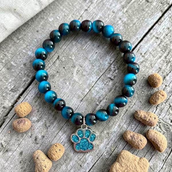 1pc Blue Tigers Eye Paw 🐾 Bracelet 