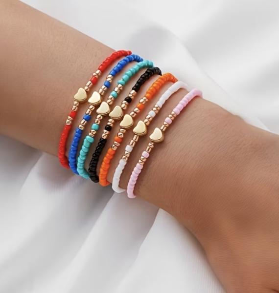 7pcs Bohemian Color Rice Beads Bracelets 